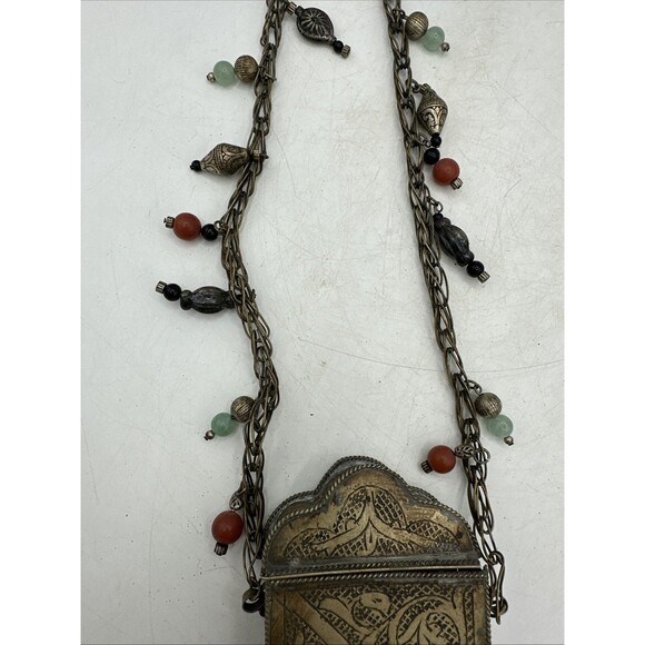 Vintage Prayer Box Holder Necklace Tibetan Beaded Chain Handmade - Picture 3 of 16